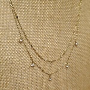 Premier Designs Layered Necklace with Clear Crystal Drops
